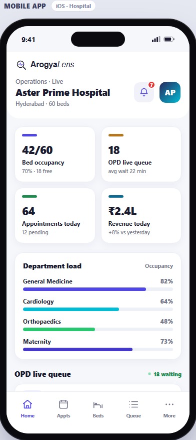 ArogyaLens hospital mobile app