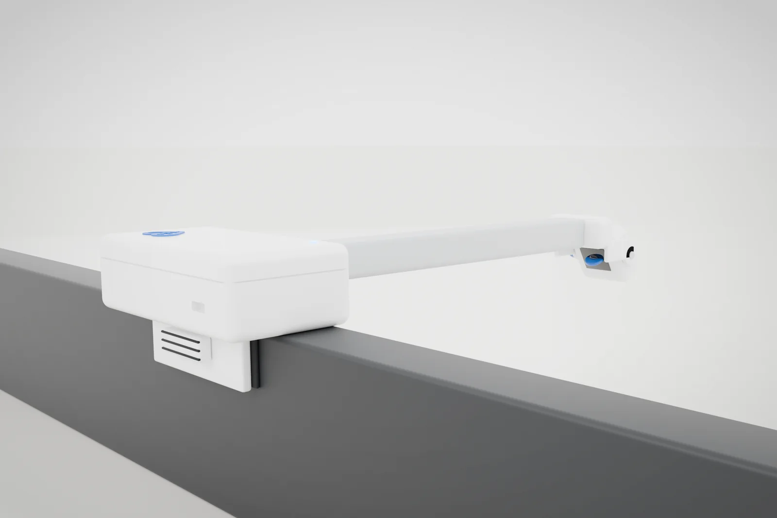 The ArogyaSync bedside device clamped to a hospital bed rail