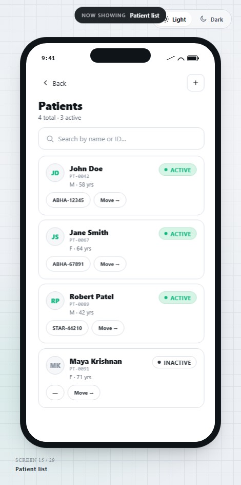 ArogyaSync mobile patient list