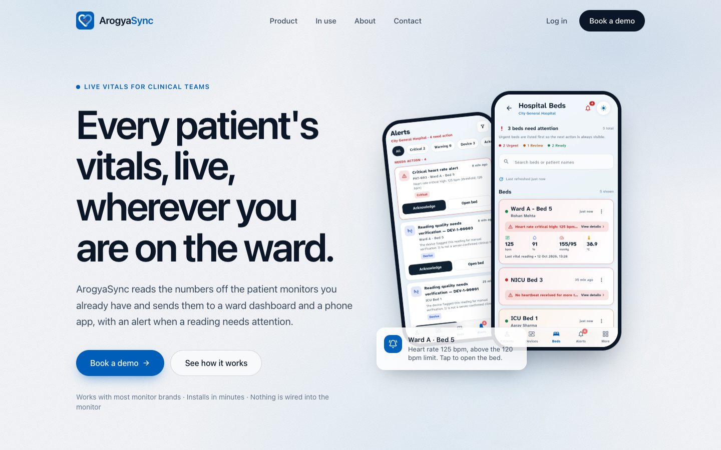 ArogyaSync marketing website homepage