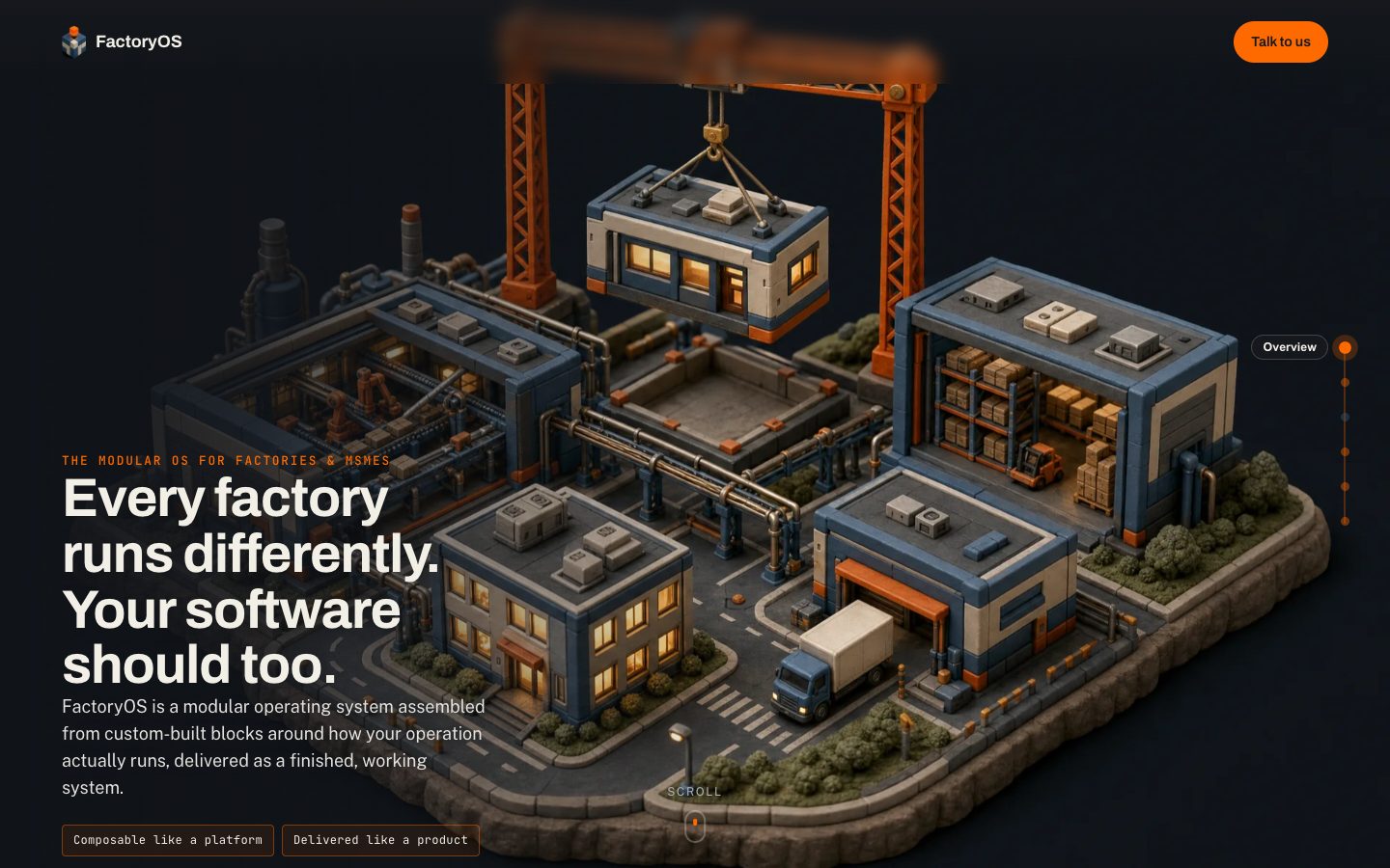 FactoryOS marketing website homepage