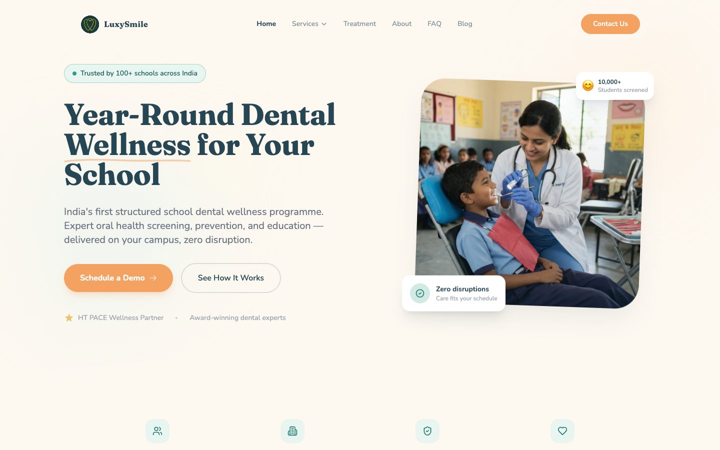 LuxySmile marketing website homepage